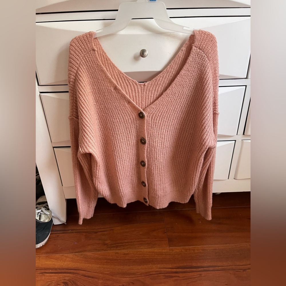 Light Pink Button Up Sweater